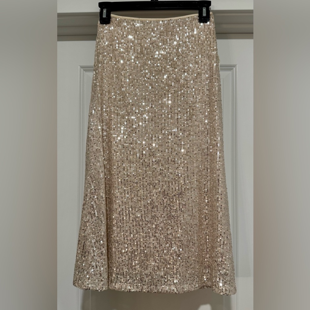 NWT Altar'd‎ State Sparkling Sequin Champagne Midi Skirt Size XS